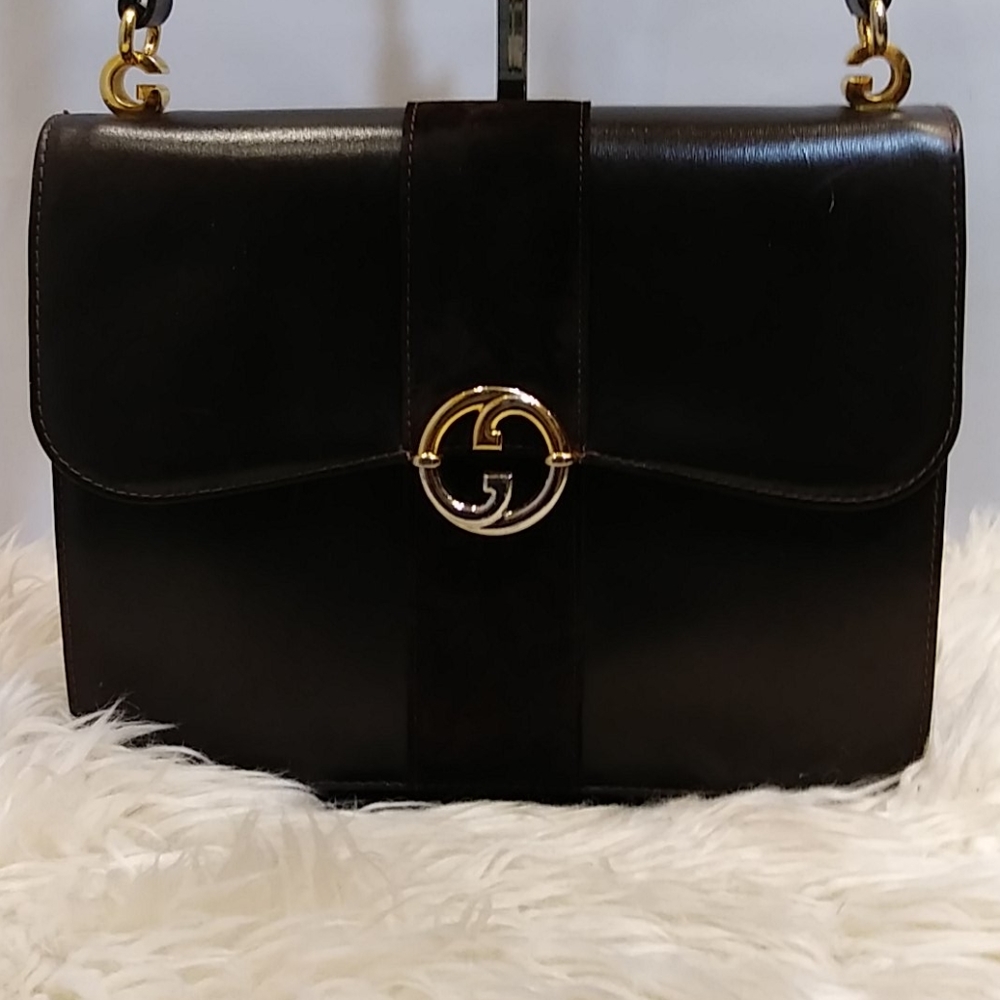 GUCCI VINTAGE LEATHER & SUEDE PURSE PIC #1